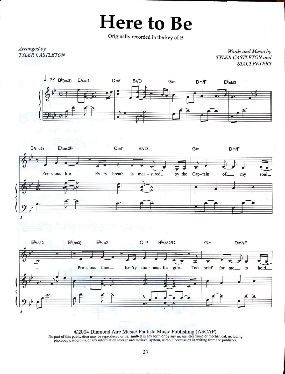Here to Be - EFY 2004 Sheet Music
