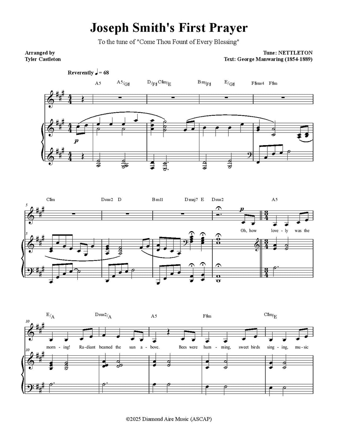 Joseph Smith's First Prayer (to the tune of Come Thou Fount) - Daniel Beck (LOW VOICE VERSION)