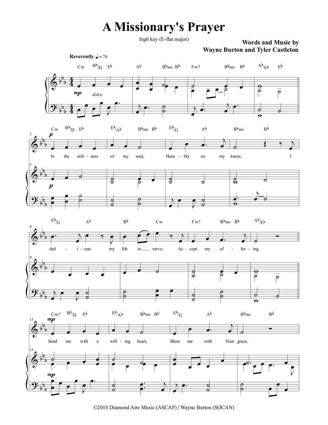A Missionary's Prayer Key of E flat